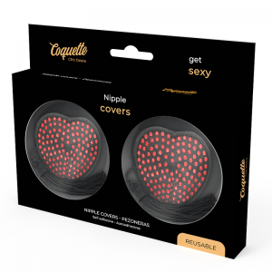 COQUETTE CHIC DESIRE NIPPLE COVERS CORAÇÃO PRETO/VERMELHO