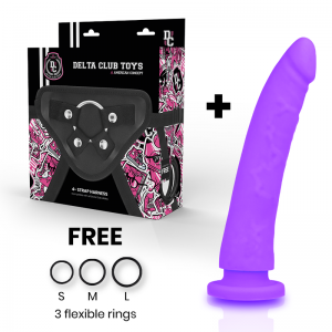 DELTA CLUB TOYS HARNESS + DONG PURPLE SILICONE 20 X 4CM