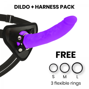 DELTA CLUB TOYS HARNESS + DONG PURPLE SILICONE 20 X 4CM